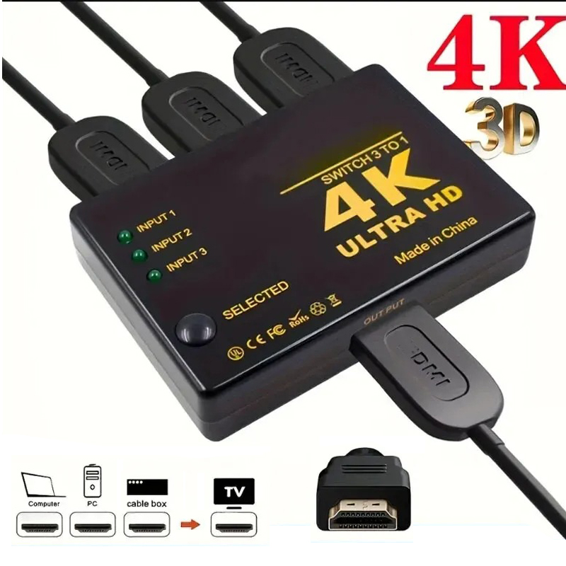 Esports Gaming Hub - 4K Switcher HDMI-compatible Switch 3 in