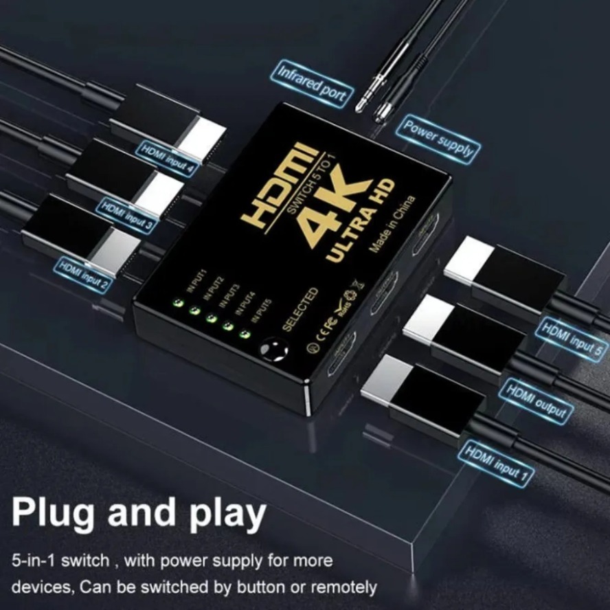 4K HDMI Switch 5 in 1 Out HDMI - Esports Gaming Hub 评论和价格