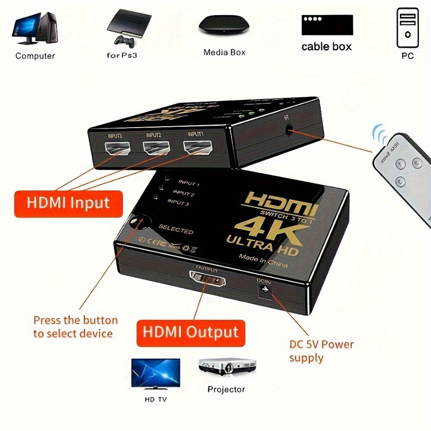 4K HDMI Switch 5 in 1 Out HDMI - Esports Gaming Hub 评论和价格