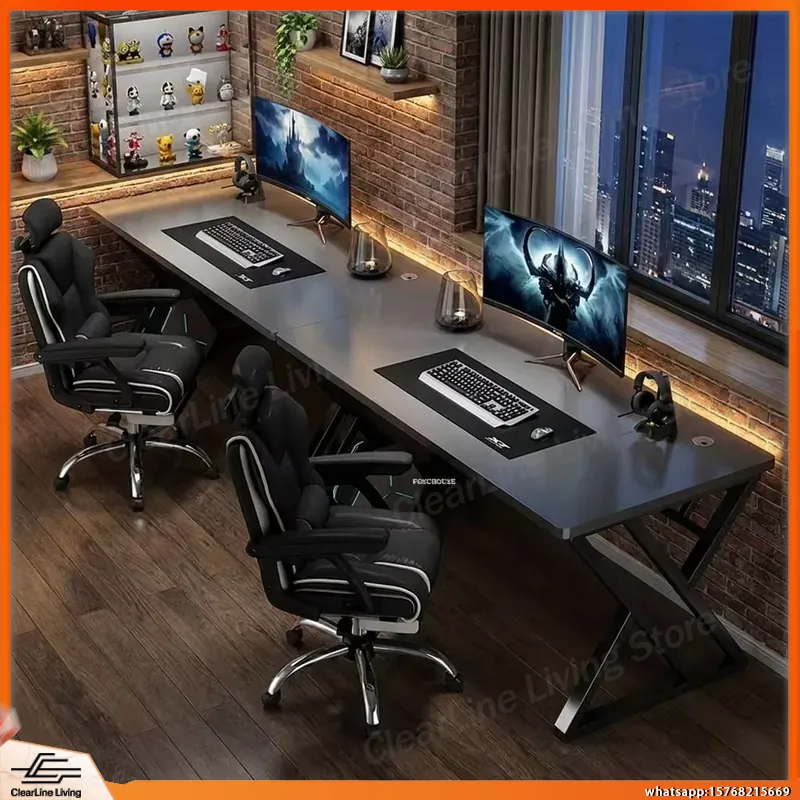 Double Computer Desk Long Gami - Esports Gaming School 评论和价格